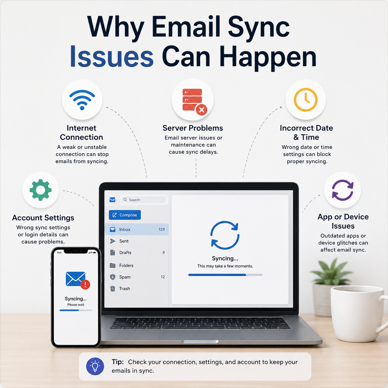 Outlook or Mail app displays connection sync errors